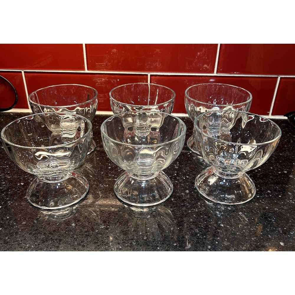Libbey Vintage Dessert Bowls Thick Glass Ice Cream Dishes, Set of 6 No Chips